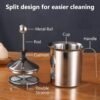 Manual Milk Frother, 27oz800ml Stainless Steel Hand Pump