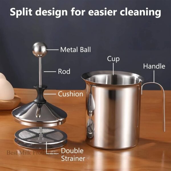 Manual Milk Frother, 27oz800ml Stainless Steel Hand Pump