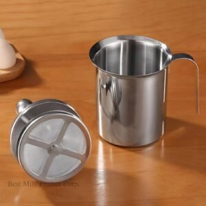 Manual Milk Frother, 27oz800ml Stainless Steel Hand Pump - Best manual milk Frother