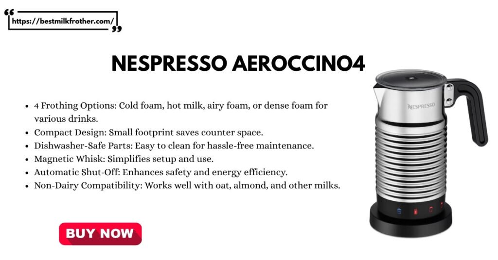 Nespresso Aeroccino4 - Milk Frother for Cold Foam - By bestmilkfrother. com